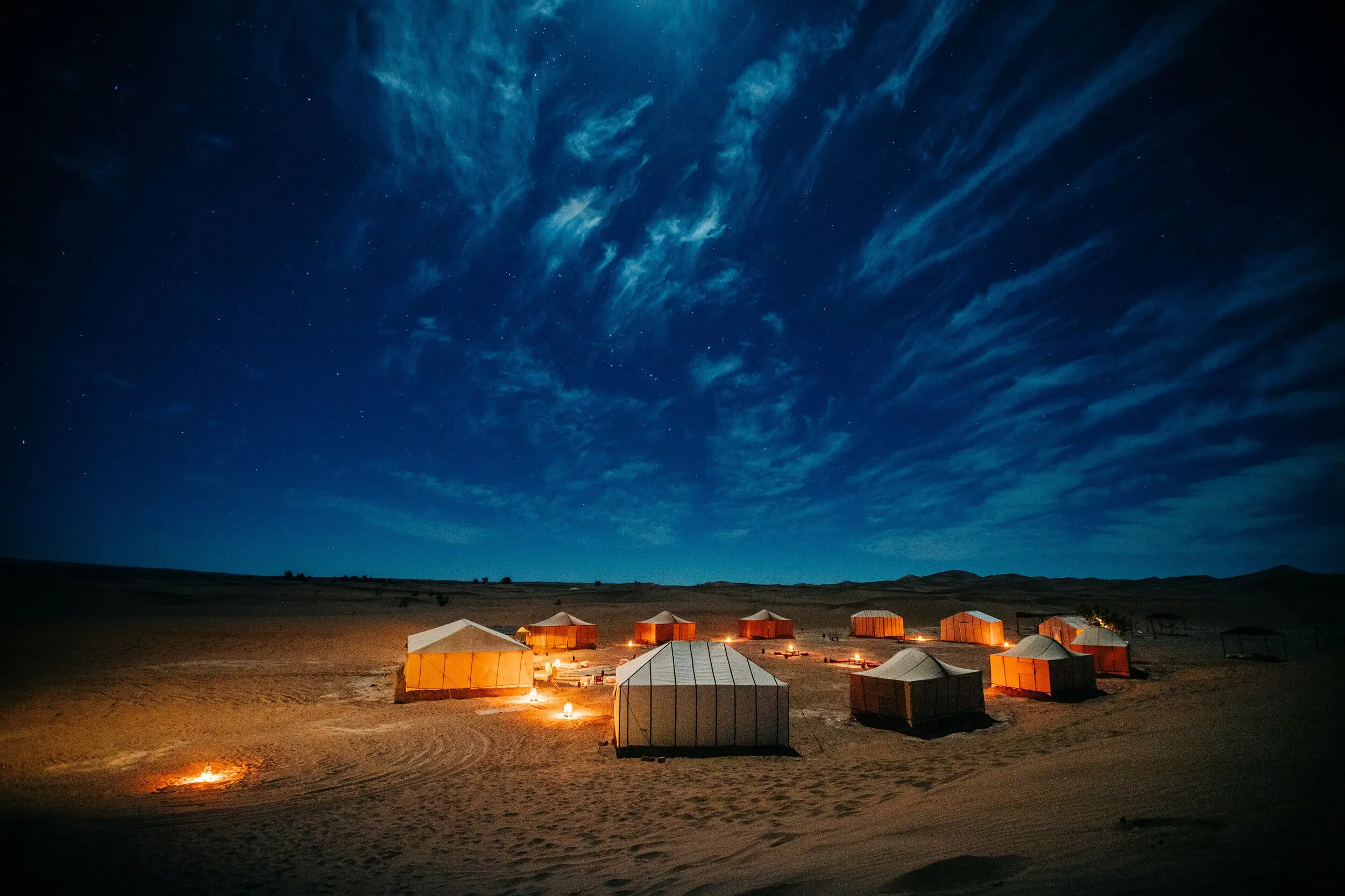 Luxury desert camp under Moroccan stars